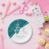 第5ターコイズ結婚記念日デザイン ペーパープレート (パーティー)