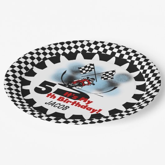 第5ハッピーバースデーの紙皿を競争させるオートバイ ペーパープレート (アングル)