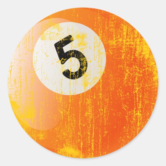 第5ビリヤードボールの-腐食させ、老化させたスタイル ラウンドシール (正面)