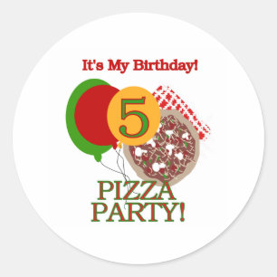 第5ピザパーティーの誕生日 ラウンドシール