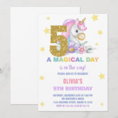 第5フローラユニコーン誕生日招待状 招待状 (正面/裏面)