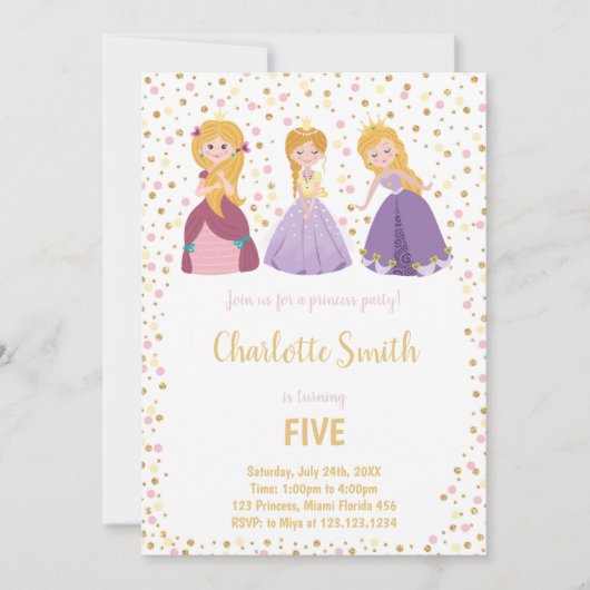 第5プリンセス誕生日招待状 招待状 (正面)