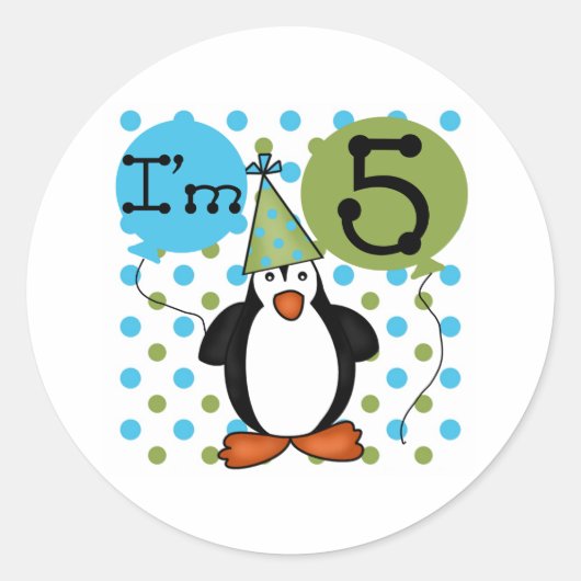 第5ペンギン誕生日 ラウンドシール (正面)
