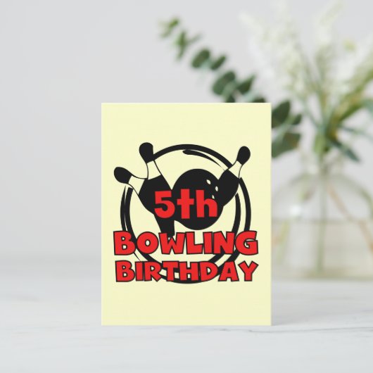第5ボーリング誕生日Tシャツとギフト ポストカード (スタンド正面)