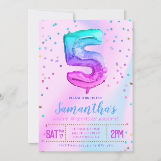 第5ユニコーン誕生日パーティーの招待 招待状 (正面)