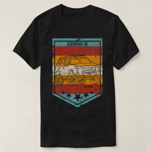 第5世代4ランナーヴィンテージ星とストリップ Tシャツ (デザイン正面)