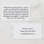 第5修正カードの治安を維持して下さい 名刺 (正面/裏面)