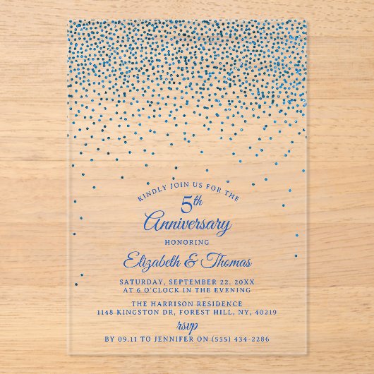 第5回サファ結婚イア記念日 アクリル招待状 (正面)