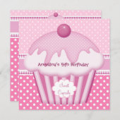 第5回スイートカップケーキホワイトピンクスポットガールズ 招待状 (正面/裏面)