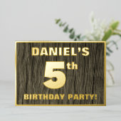 第5回バースデーパーティはっきりしたー:木フェイク粒パターン 箔招待状 (立ち正面)