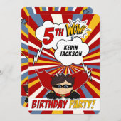 第5回バースデーパーティースーパーヒーローレッド漫画フォーボーイズ 招待状 (正面/裏面)