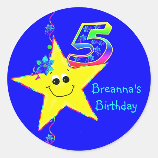 第5回バースデーパーティー星ステッカー ラウンドシール (正面)