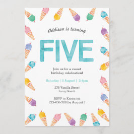 第5回バースデーパーティー | Rainbow Ice Creamのご招待 招待状