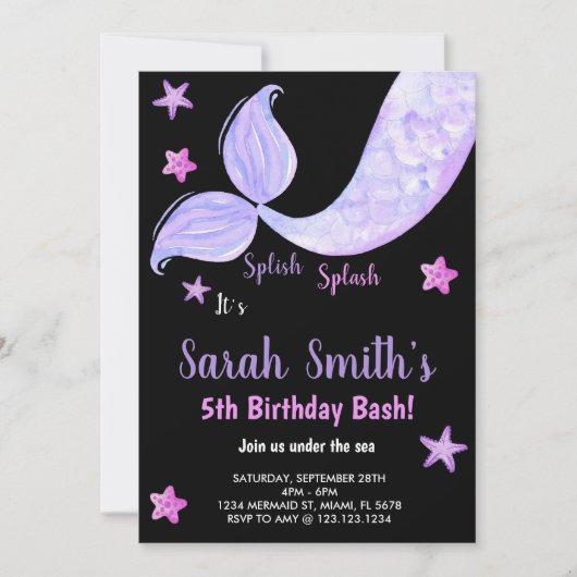 第5回マーメイド誕生日招待状 招待状 (正面)