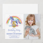 第5回レインボーユニコーン誕生日招待状写真 招待状 (正面/裏面)
