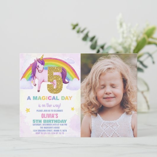 第5回レインボーユニコーン誕生日招待状写真 招待状 (スタンド正面)