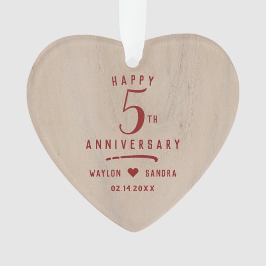 第5回木材ギフト結婚記念日 オーナメント (正面)
