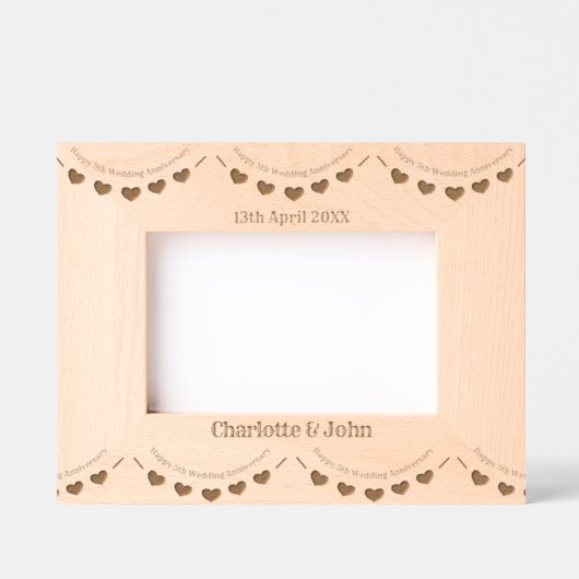 第5回木結婚生記念日 レーザー彫刻フレーム (正面)