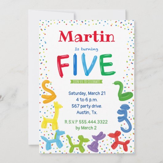 第5回生誕動物のバルーン招待 招待状 (正面)