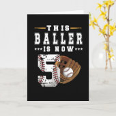 第5回誕生日ギフト野球選手5歳の少年 カード (黄色い花)