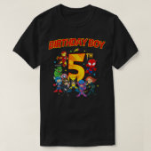 第5回誕生日ボーイスーパーヒーローヒーローすごいパー Tシャツ (デザイン正面)