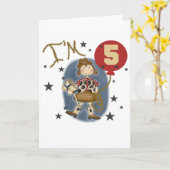 第5女性のカーボーイ誕生日Tシャツとギフト カード (黄色い花)