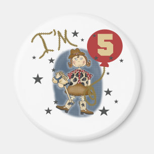 第5女性のカーボーイ誕生日Tシャツとギフト マグネット