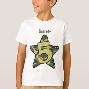 第5星V01Cとの誕生日の男の子の迷彩柄の名前をカスタムする Tシャツ