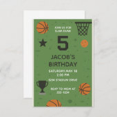 第5期バスケットボールスポーツ誕生日招待状フォーボーイズ 招待状 (正面/裏面)