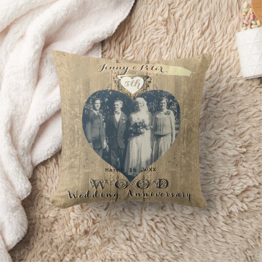 第5期木材画像フォトハート装飾用クッション クッション (ブランケット)