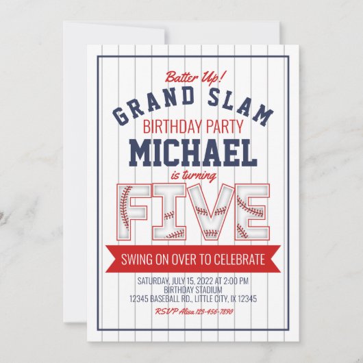 第5期野球誕生日招待状 招待状 (正面)