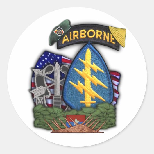 第5次特殊部隊グリーンベレーべトナムステッカー ラウンドシール (正面)