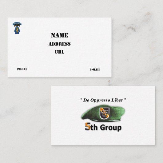 第5次特殊部隊グループグリーンベレーSF SFG 名刺 (正面/裏面)