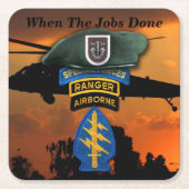 第5次特殊部隊SF SFGレンジャーズグリーンベレー スクエアペーパーコースター (正面)