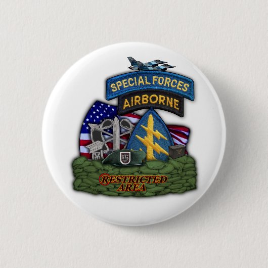 第5特殊部隊グリーンベレー退役軍人ボタン 缶バッジ (正面)