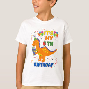 第5素晴らし誕生日恐竜Tシャツ少年用 Tシャツ
