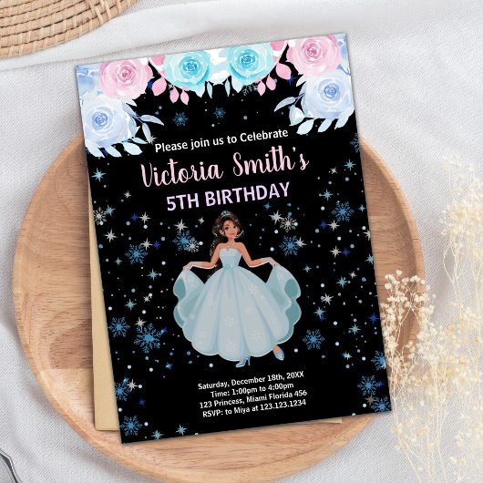 第5紫フローラプリンセス誕生日招待状 招待状