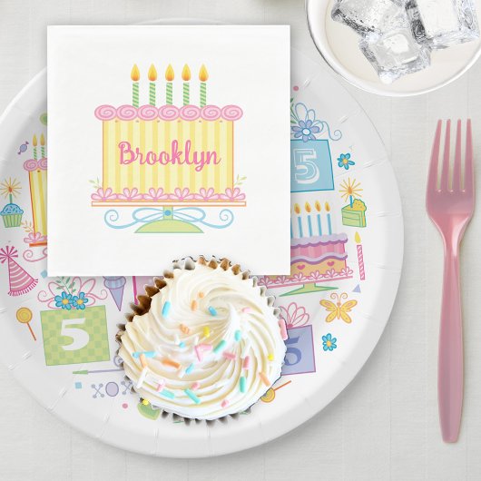 第5誕生日お洒落ケーキカップケーキプレゼント ペーパープレート