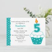 第5誕生日のカップケーキの招待状 招待状 (スタンド正面)