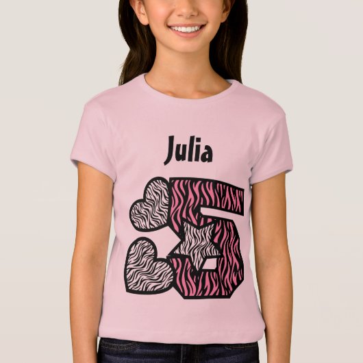 第5誕生日のシマウマのストライプ5年40F Tシャツ (正面)