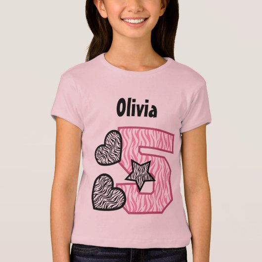 第5誕生日のシマウマのストライプ5年V02B Tシャツ (正面)