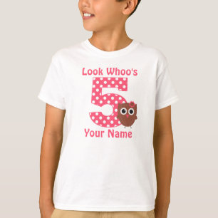 第5誕生日のフクロウのパーソナライズなワイシャツ Tシャツ