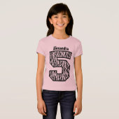 第5誕生日の女の子のシマウマの4年の名前をカスタムするV07E Tシャツ (正面フル)