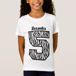 第5誕生日の女の子のシマウマの4年の名前をカスタムするV07E Tシャツ