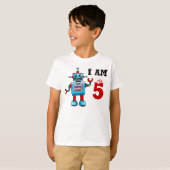 第5誕生日の男の子のギフト-ロボット Tシャツ (正面フル)
