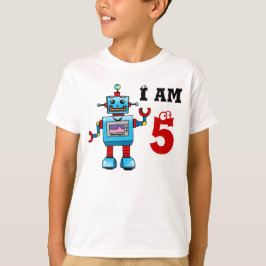 第5誕生日の男の子のギフト-ロボット Tシャツ