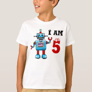 第5誕生日の男の子のギフト-ロボット Tシャツ
