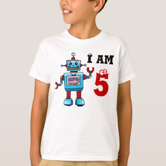 第5誕生日の男の子のギフト-ロボット Tシャツ (正面)