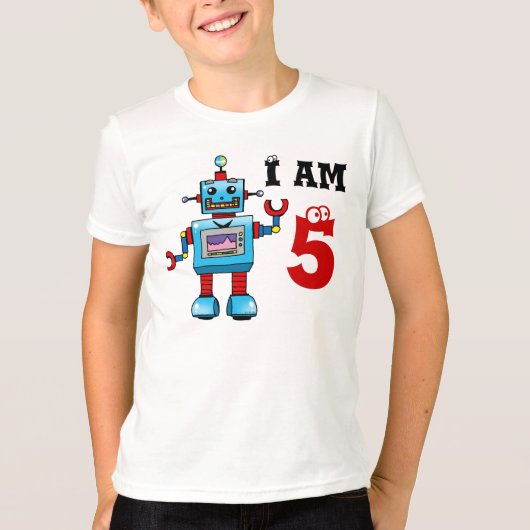 第5誕生日の男の子のギフト-ロボット Tシャツ (正面)