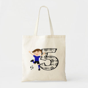 第5誕生日の赤と白のサッカーのゴール トートバッグ